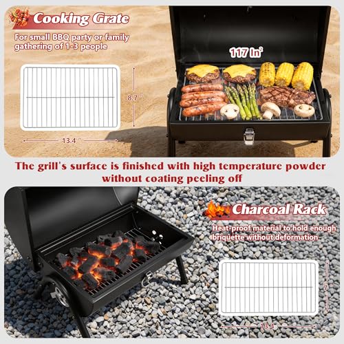 Image of HaSteeL Portable Charcoal Grill for Outdoor Barbecue, Small for 1-3 People