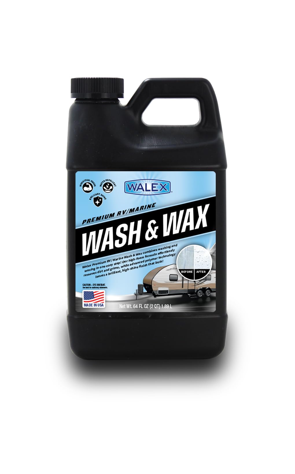 Walex Premium Wash &amp; Wax - All-in-One High Foaming Formula - Cleans, Protects, and Adds brilliant shine to RV/Marine/Trailer/Auto surfaces - Cherry Fragrance, 64oz