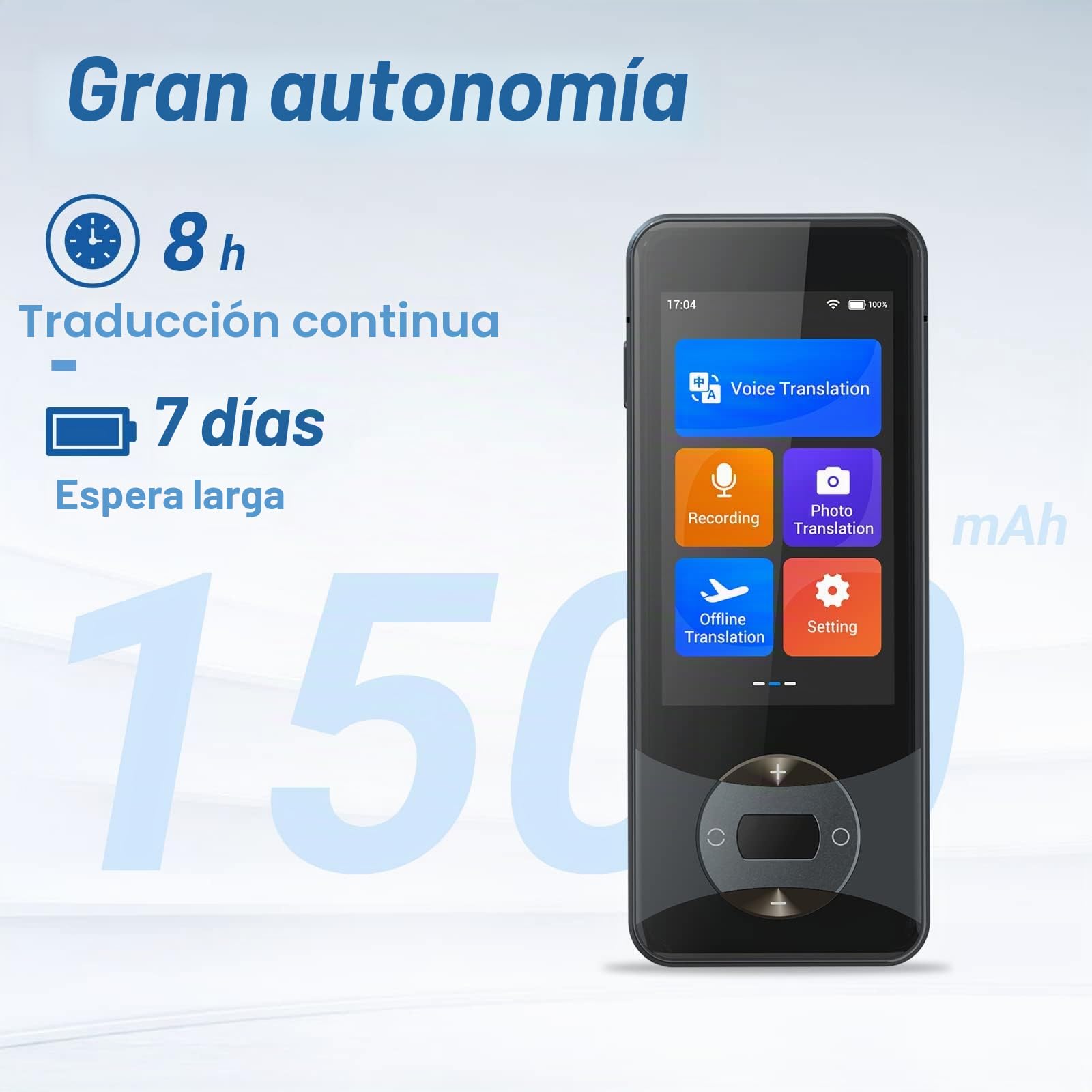 Anfier Dispositivo traductor de idiomas 144 idiomas AI traductor de voz W10 con pantalla táctil de 3 pulgadas, soporte de traducción instantánea bidireccional para viajes y negocios