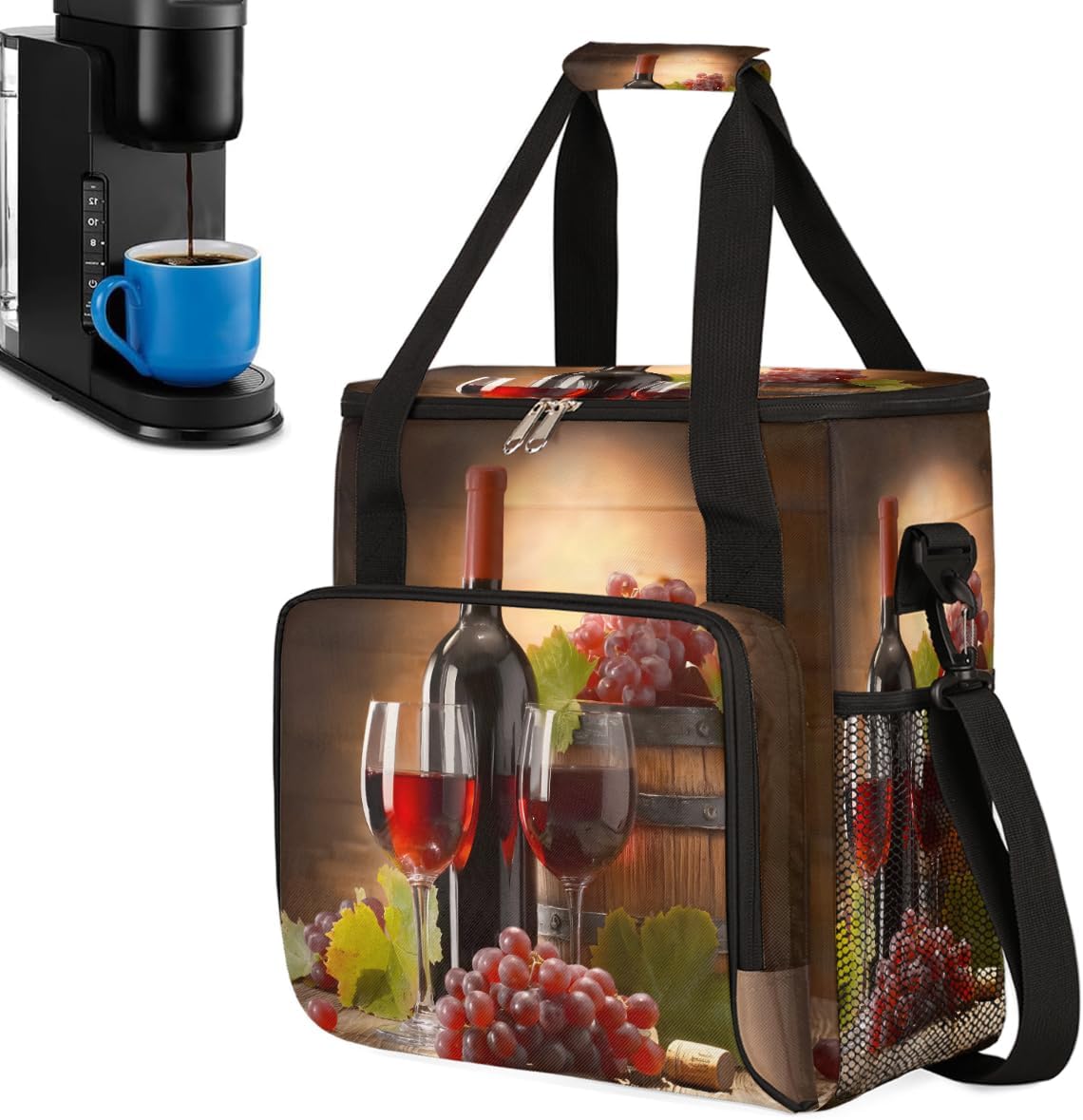 cfpolar Coffee Maker Storage Bag, Waterproof Travel Carrying Storage Tote Bag Organizer Case, Compatible with K-Mini or K-Mini Plus, And Suitable for Other Accessories， With Pockets for K-Cup Pods