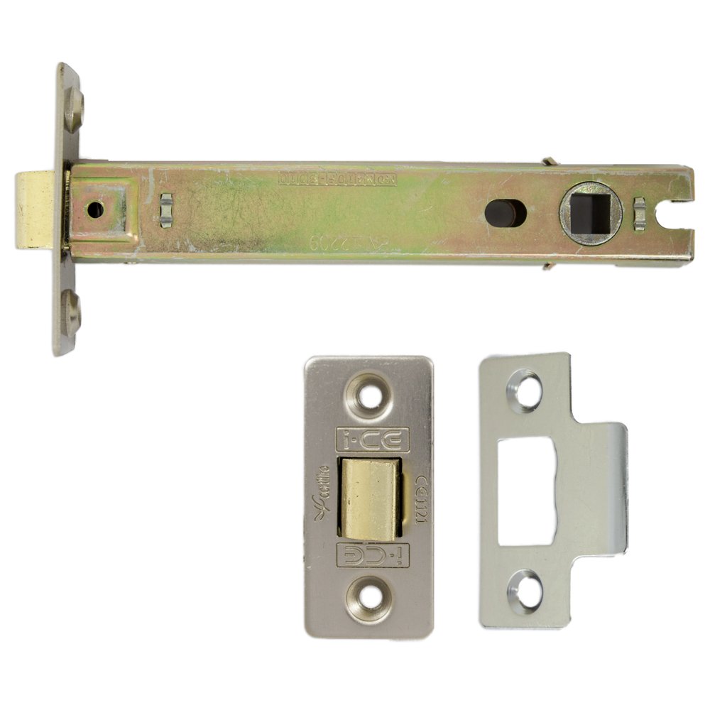 Satin Nickel Fire Door Tubular Latch 127 mm Bolt-Through - CE Rated