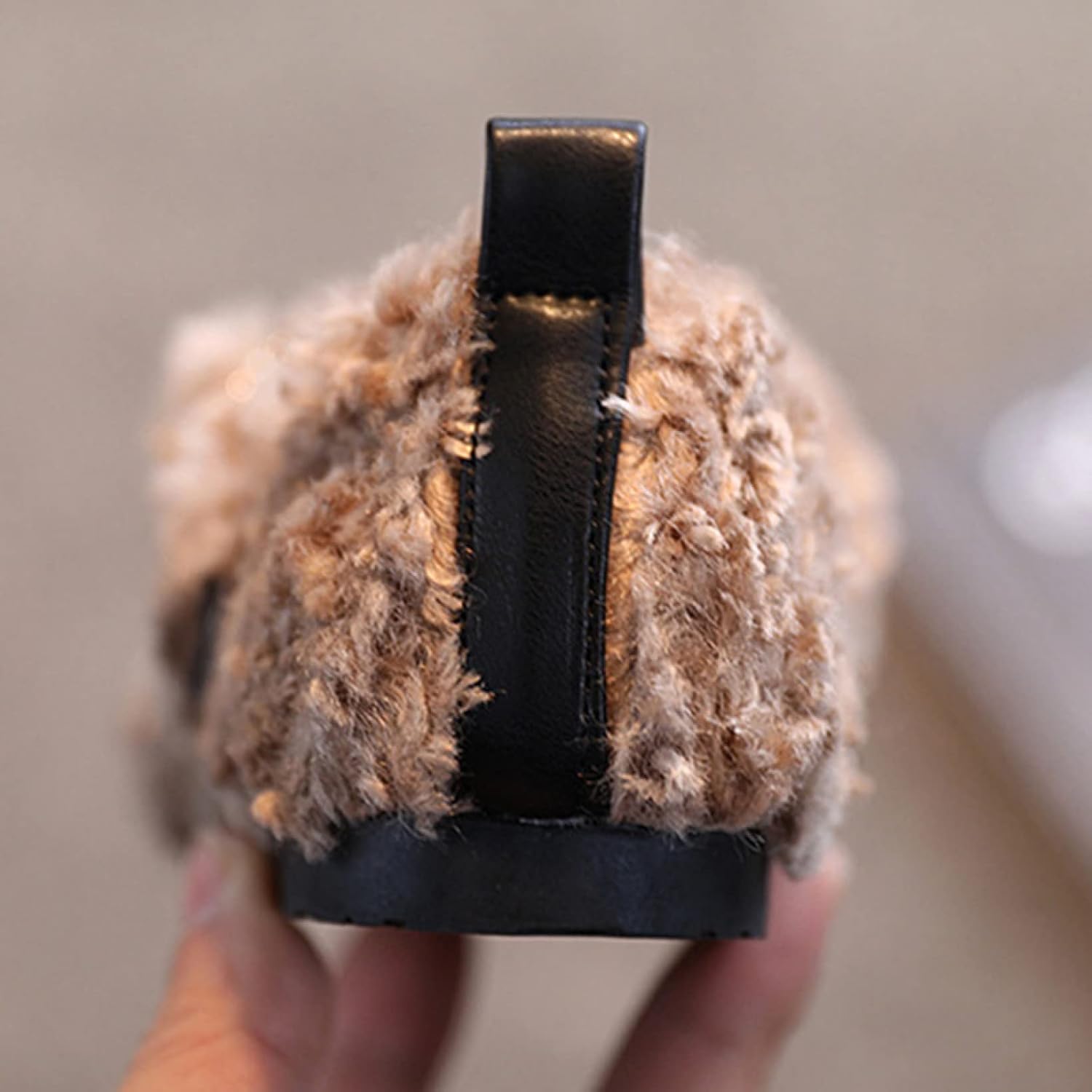 [KLIAN] ボア 子供靴 女の子 モカシン ドレスシューズ ピアノ発表会靴 滑り止め カーキ 14.5cm フォーマル靴 ふわふ