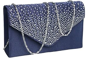 New Womens Navy Blue Clutch Purses for Evening Events