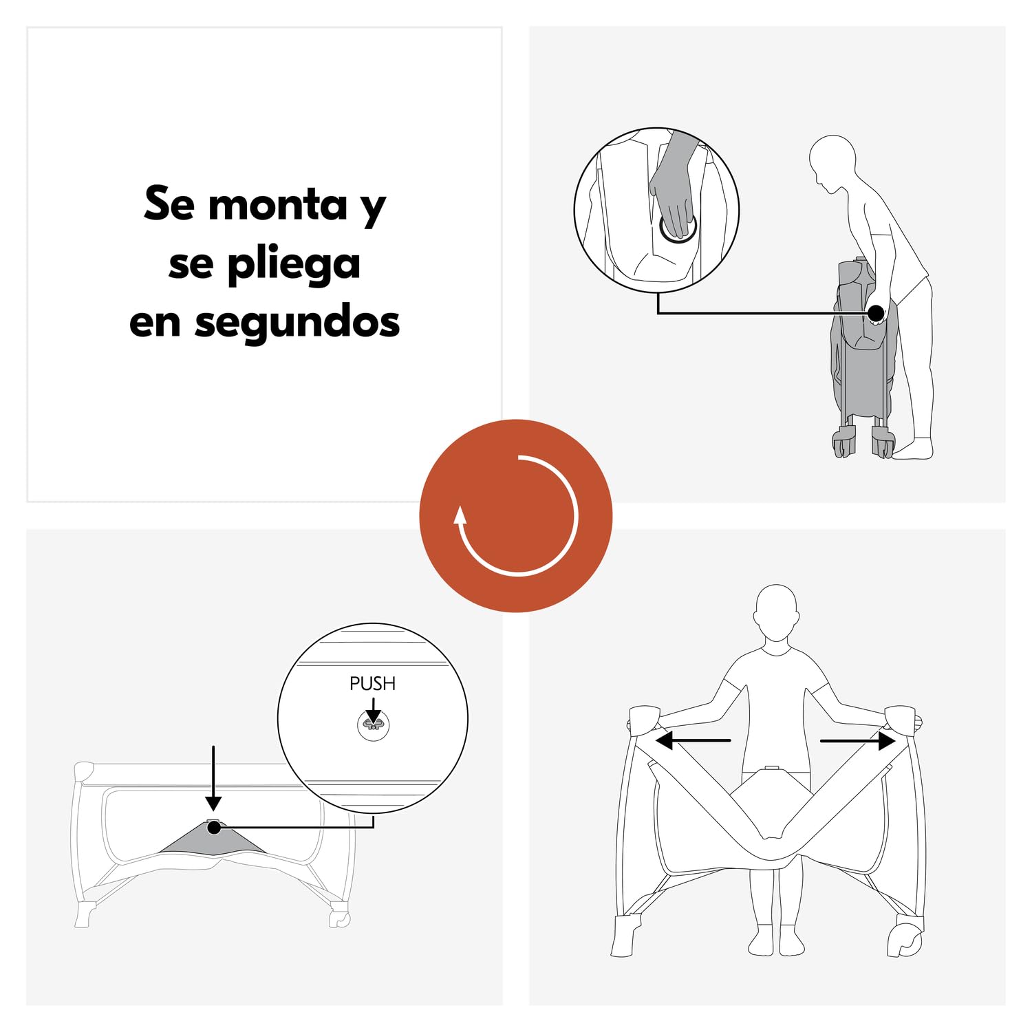 Hauck Sleep N Easyfold Cuna de Viaje Bebe - Montaje Ultrarrápido - Gris