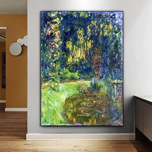LAJOKING 絵画 モネ ポスター モネ アートボード 大型 油絵 複製画 風景画 インテリア 額入り 風景 玄関 風水 完成品 木枠付き (50x70cm,I)