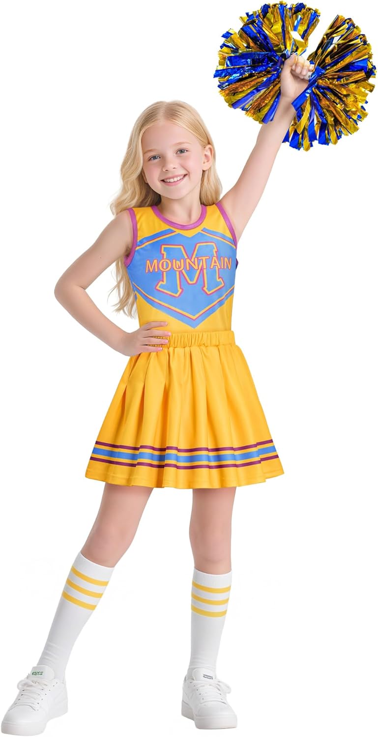 Zombies Cheerleader Costume for Girls Movie Halloween Cosplay Skirt Set Toddler Cheerleading Outfits for 3-12 Years - Image 2