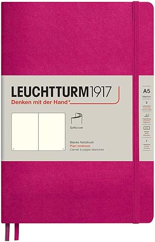 Miniatura 74 de LEUCHTTURM1917 - Cuaderno mediano A5 de tapa blanda, 123 páginas numeradas para escribir y llevar un diario (color verde bosque, rayado) Verde