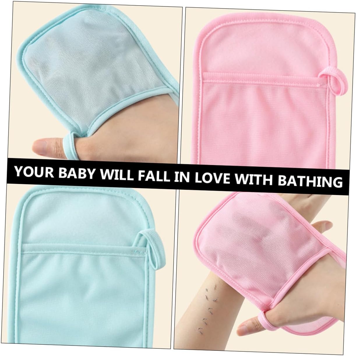 4Pcs Bath Mitt Dual-Sided Soft Body Scrubbing Gloves for Newborn Boys Gentle Washcloths for Shower and Travel Random Color