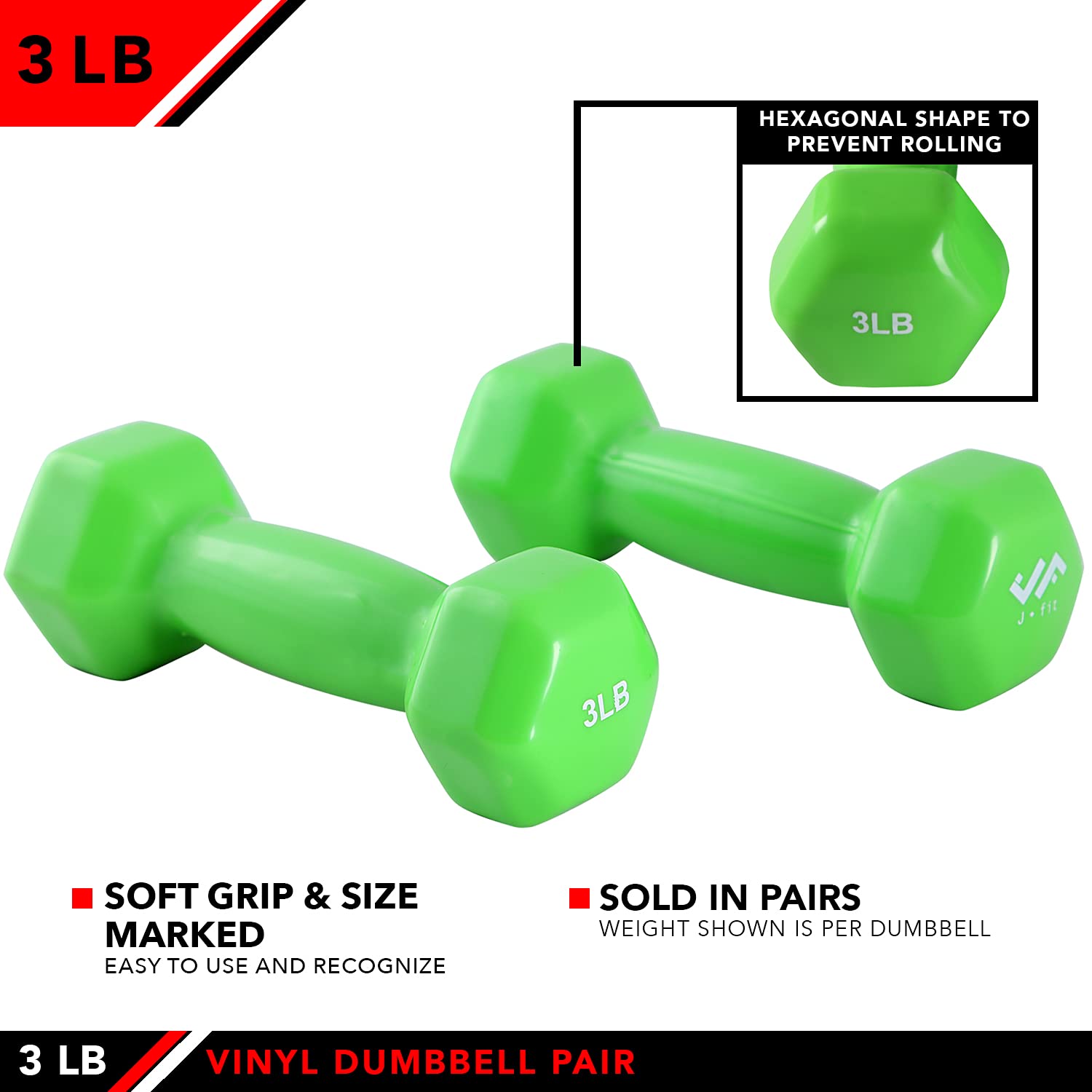 J-Fit 0,9 Kilogram manubri in Vinile Coppia