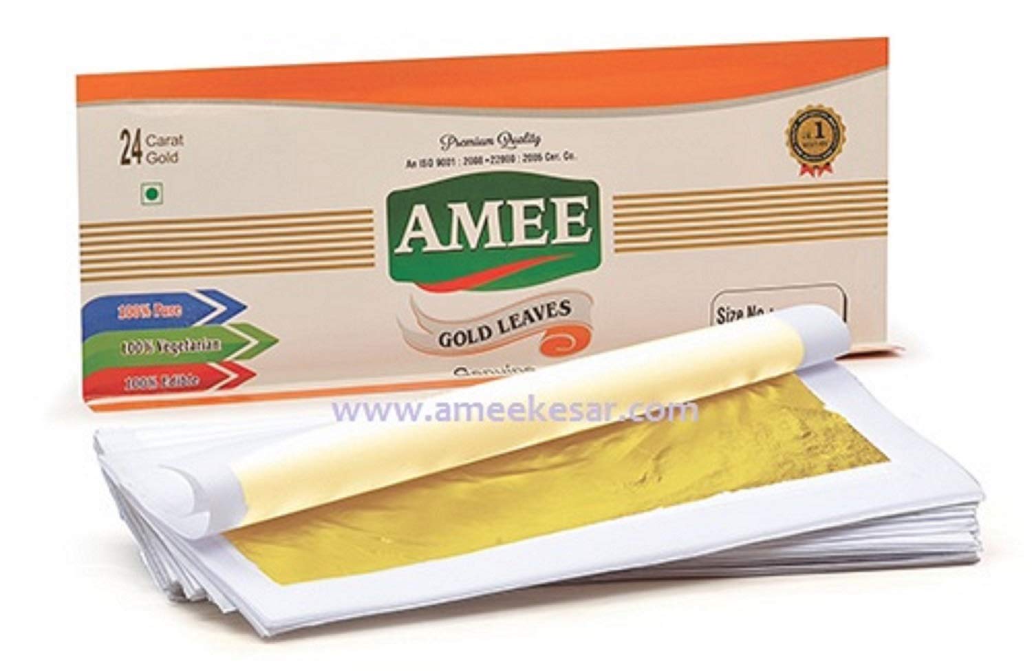 Amee Gold Leaves/Varkh/Foil/Leaf, Size No.: 36-4, For Food, Sweets, Medicine and For Performing Religious Activities