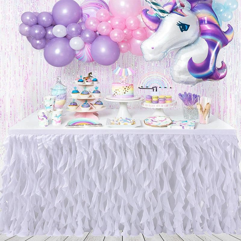 6/9FT*77 cm Tiulowa spódnica tutu puszysta siatka marszczona szyfonowa spódnica na stół na wesele baby shower plisowana spódnica na stół