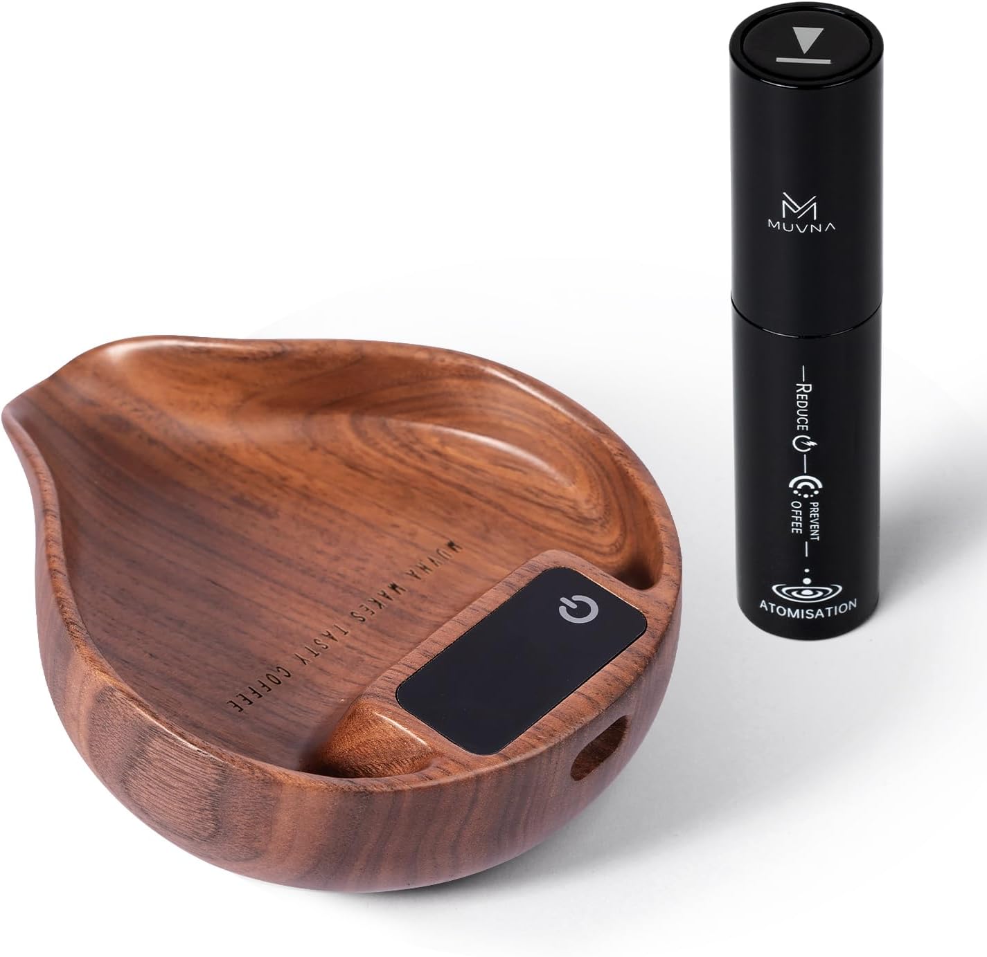 58mm Bottomless Portafilter (3-Ear, Blue) & Wood Coffee Bean Scale and Spray Bottle (Walnut) Kit