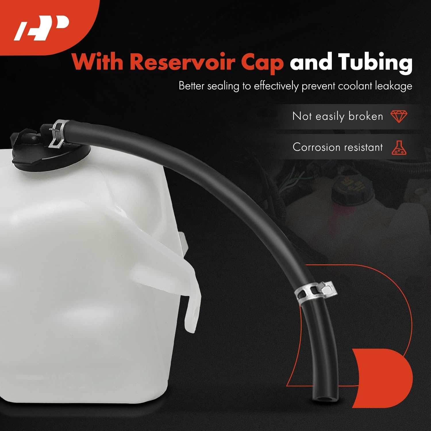 A-Premium Engine Coolant Overflow Recovery Reservoir Tank [with Cap & Tubing] Compatible with Toyota Corolla 2009-2013 1.8L 2.4L, Matrix 2009-2013 1.8L 2.4L, Matrix 2014 1.8L - Front