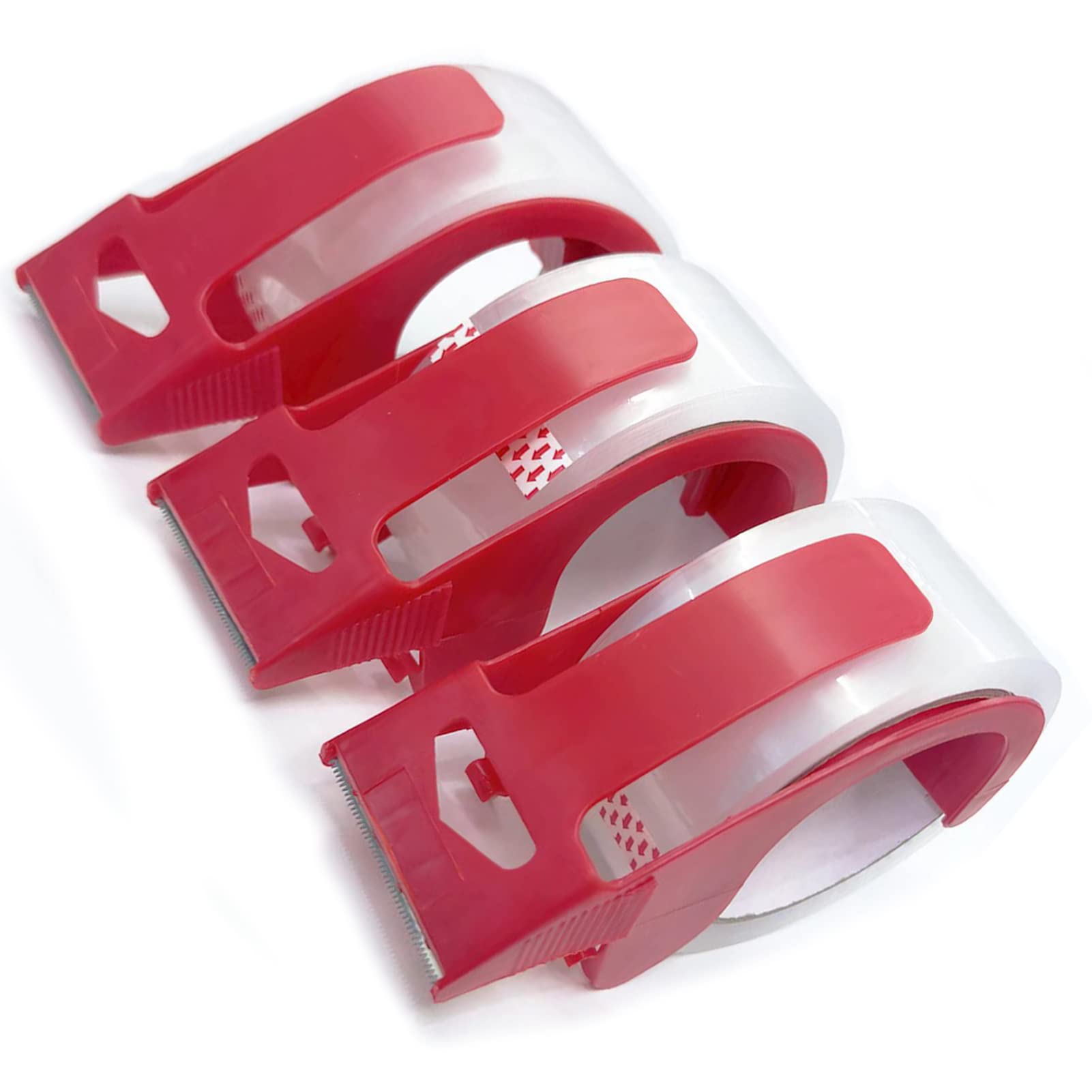 3 Rolls Clear Packing Tape with 3 Dispenser, Heavy Duty Packaging Tape Designed for Moving Boxes, Shipping, Office, 2Mil 2 Inch x 60 Yard