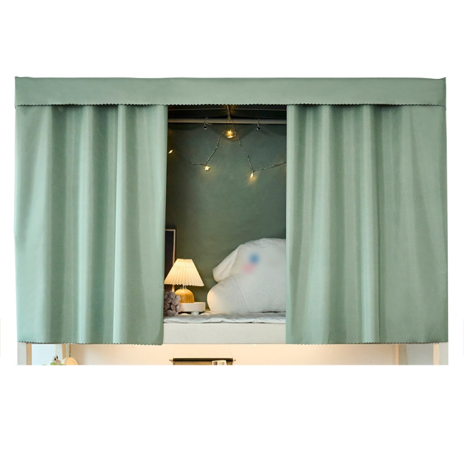 LVYUDS Soundproof Loft Bed Curtains Bottom Top Universal Bunk Bed Curtains Blackout Polyester Washable Bunk Bed Tent Dust-Proof for Naps(Curtain*2,1.5M_GREEN)