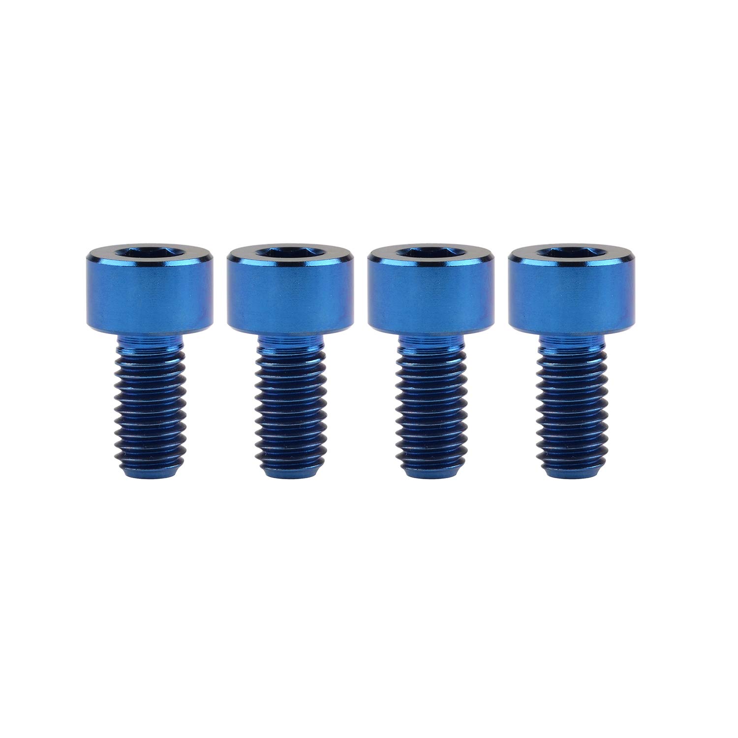 Wanyifa Titanium Ti M5 x 10 12 15 18 20 25 30 35 40 45 50 55 60mm Bicycle Allen Hex Socket Head Screw Pack of 4 (M5x10mm, Blue)