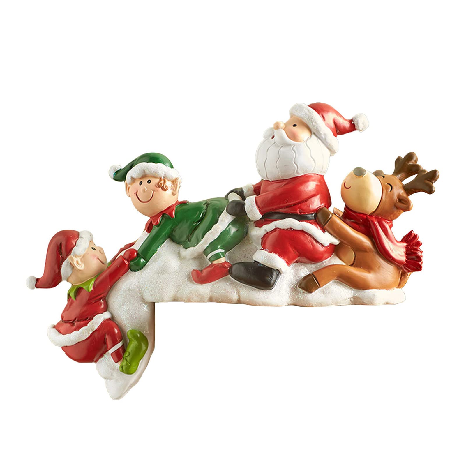 KWQBHW Christmas Resin Figurine Decoration Mini Christmas Santa Resin Sculpture Seated Santa Polar Bear for Shelf Or Desk Side Table Resin Statues Xmas Gift
