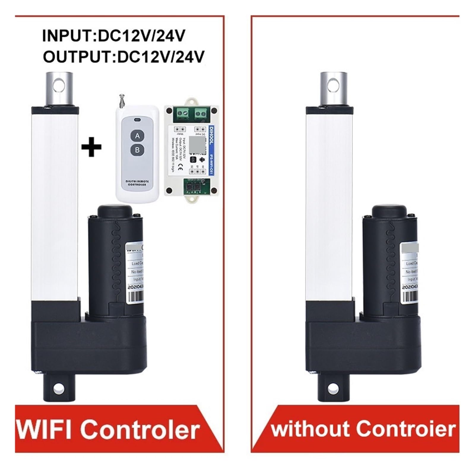Actionneur Linéaire Électrique De Course 900MM RF Télécommande 1500N Tige Poussée Télescopique Motorisé Lit Médical Moteur DC 12V 24V Stabilité Fiabilité(A2 DC24V 25MMS 500N,WIFI Controler)