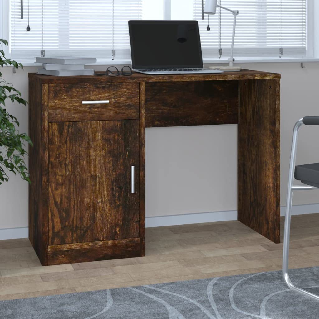 Scrivania con spazio di affumicatura 100 x 40 x 73 cm, scrivania segretaria, scrivania per computer, design salvaspazio, ideale per l'ufficio di casa