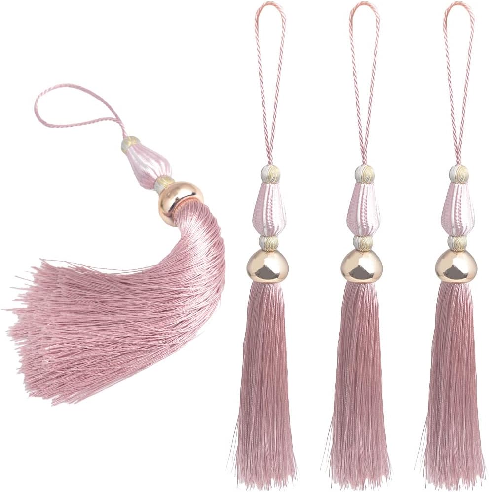 4pcs 11.5 Inch Handmade Soft Silky Tassels, Handmade Tassels Bookmarks for DIY Crafts Jewelry Making,Graduation Clothing Sewing, DIY Craft Accessory,Tags (Coffee)