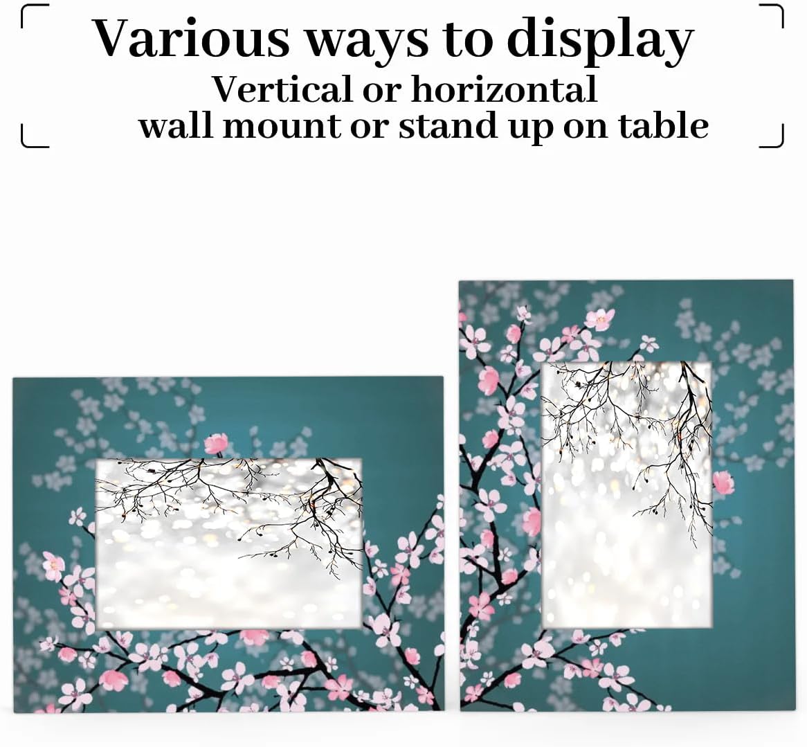 Japanese Flower Pattern Picture Frame 8x10, Cherry Blossoms 8x10 Photo Frames with Stand Display Pictures for Wall and Tabletop Frames Collage for Home Gallery Office Decor