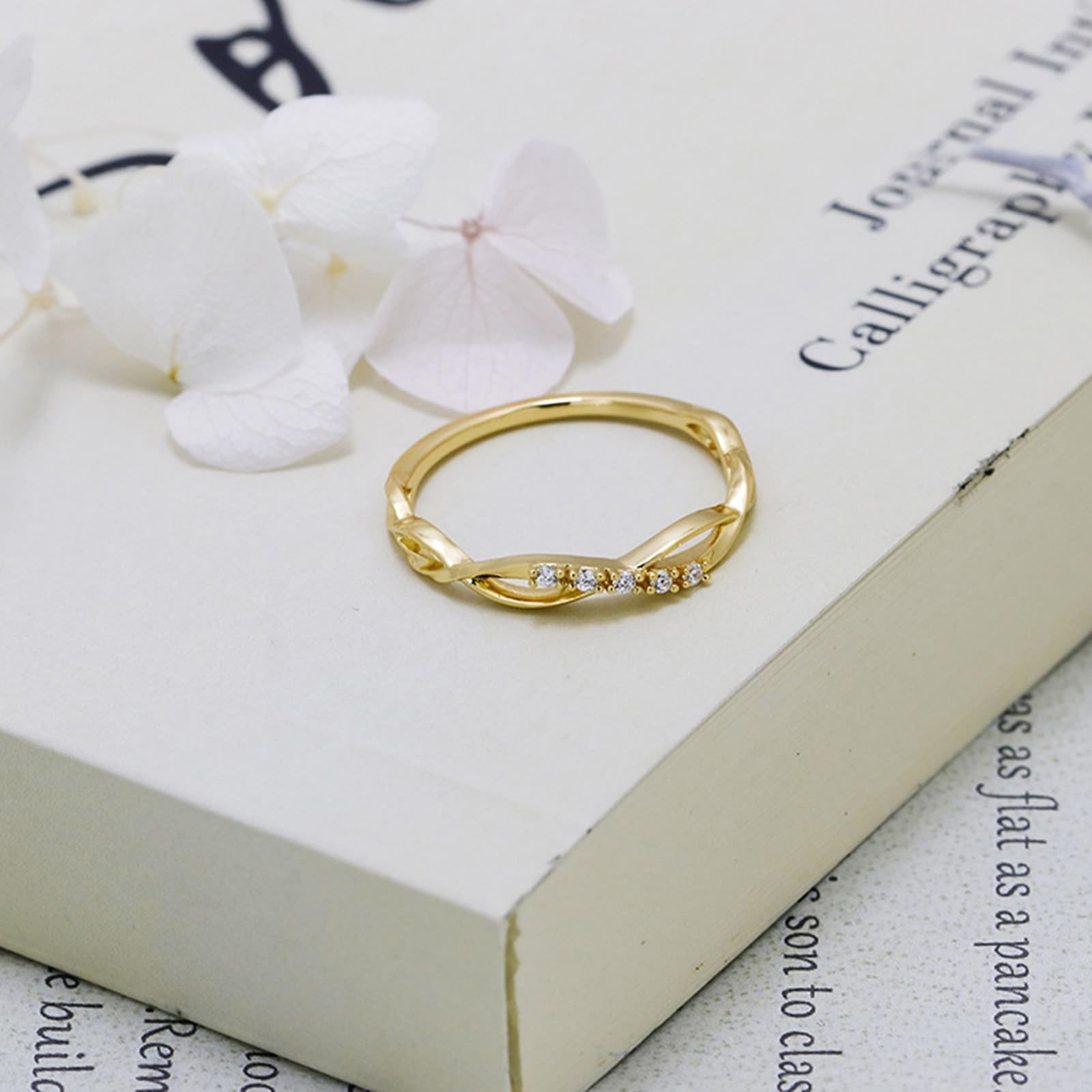 Anillos de amistad de oro amarillo de 9 K/14 K/18 K con diamante, cruz hueca