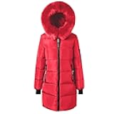 Womens Long Puffer Winter Coats Down Parka Warm Overcoat Thicken Quilted Jacket Pocketed Coat with Faux Fur Hood
