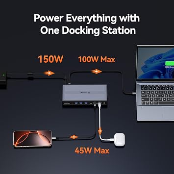 TobenONE Docking Station 5 Monitors, Cooling Fan, 8K+Quad 4K@120Hz Display