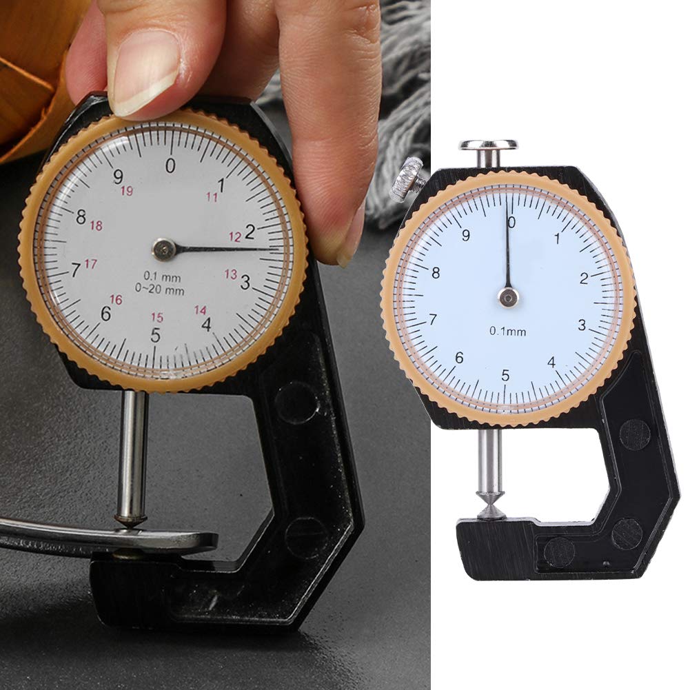 Digital Thickness Gauge, Dial Thickness Gauge Black Portable Accurate Measuring Jewelry Leather Board Equipment with Storage Case 0 10mm (Pointed Toe: 5.4 X 4.4 X 2.6cm / 2.1 X 1.7 X 1in)