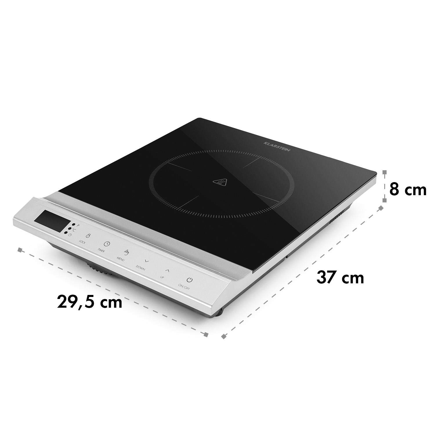 Klarstein MisterCook Piastra di cottura a infrarossi, livelli di potenza e temperatura, timer, comando touch, protezione da surriscaldamento e sovratensione, 1 zona di cottura, 2000 watt, argento