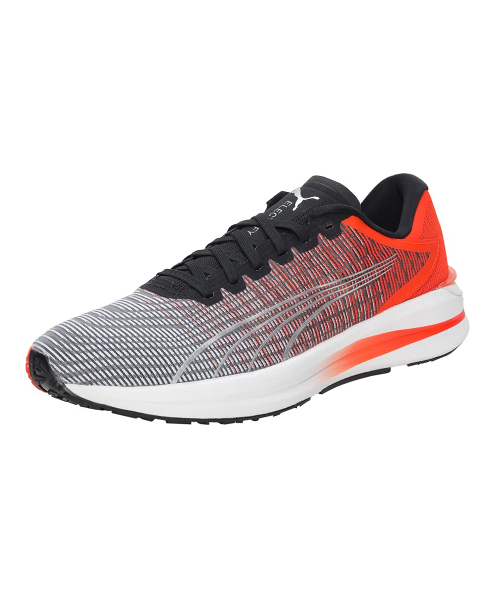 PUMA Men's Electrify Nitro Turn Running Shoe, Black Metallic Silver Cherry Tomato, 9.5 UK
