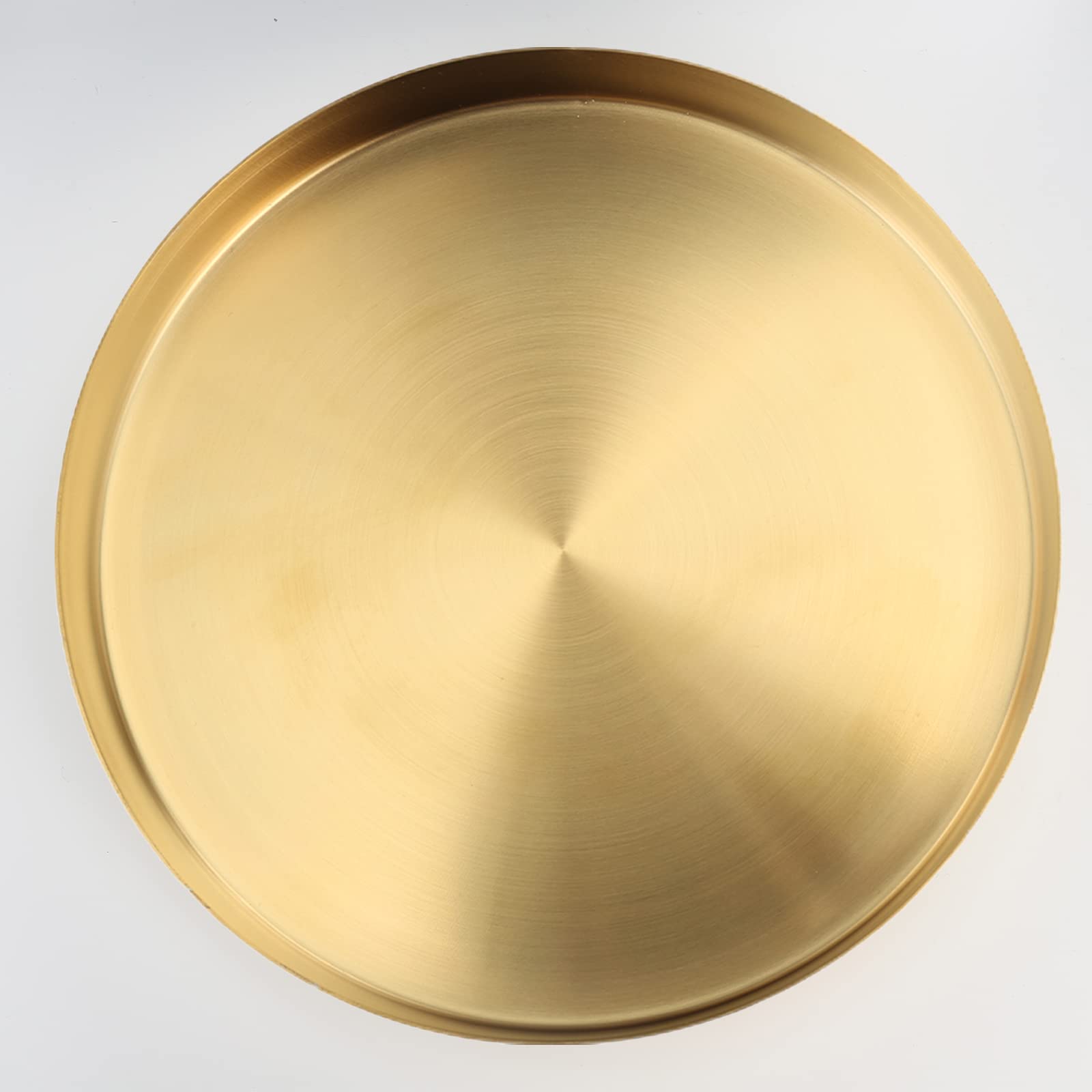 Rundes Tablett aus Edelstahl Serviertablett Goldfarben Schmuck- und Make-Up-Organizer/Kerzenteller Gold，Servierplatte für Bar Küche Badezimmer Edelstahl (L)