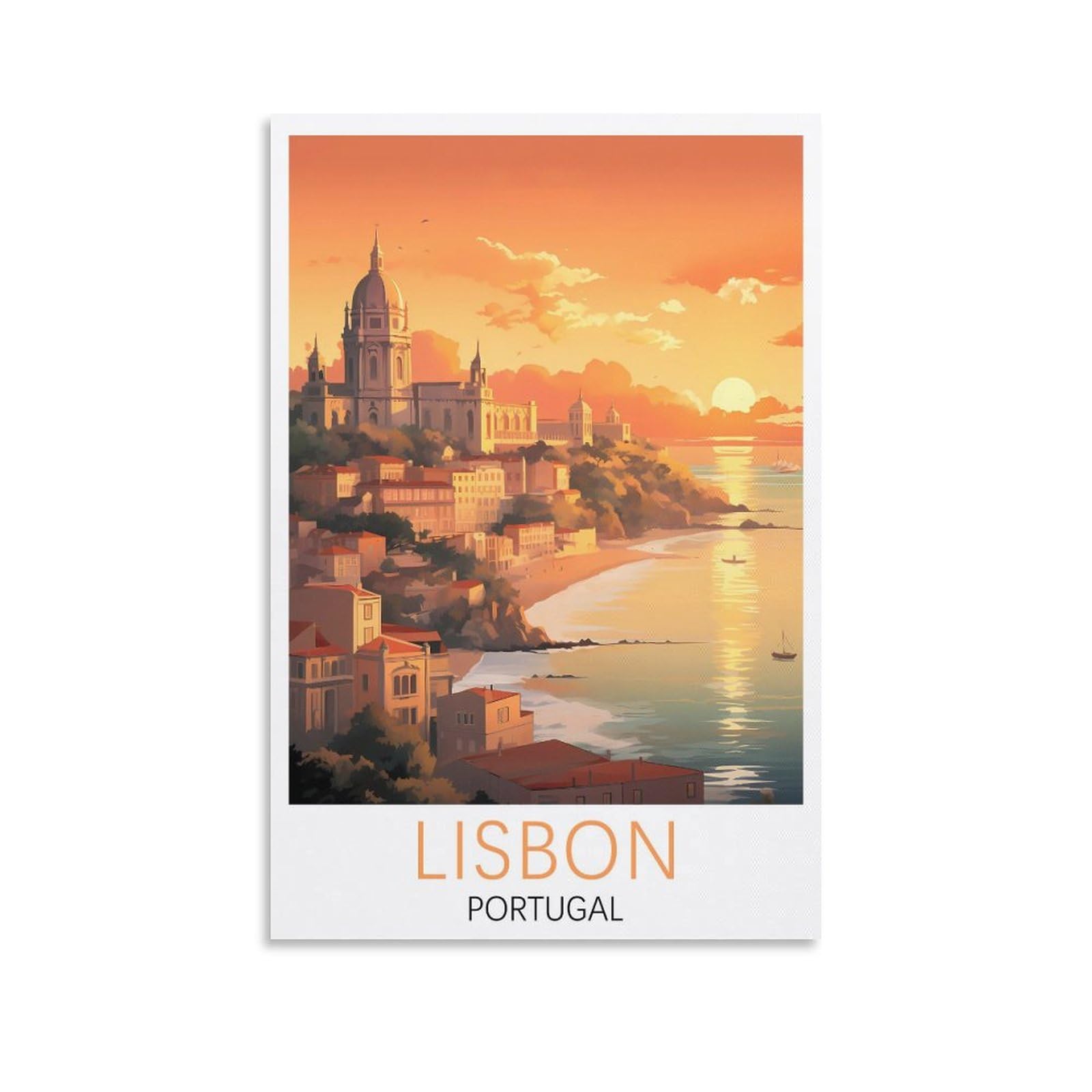 Orbana Unframe-Style Lisbon Portugal Vintage Travel Posters 16X24inch(40X60cm) Canvas Print For Living Room, Bedroom, Dorm, Home, Office Wall Decoration
