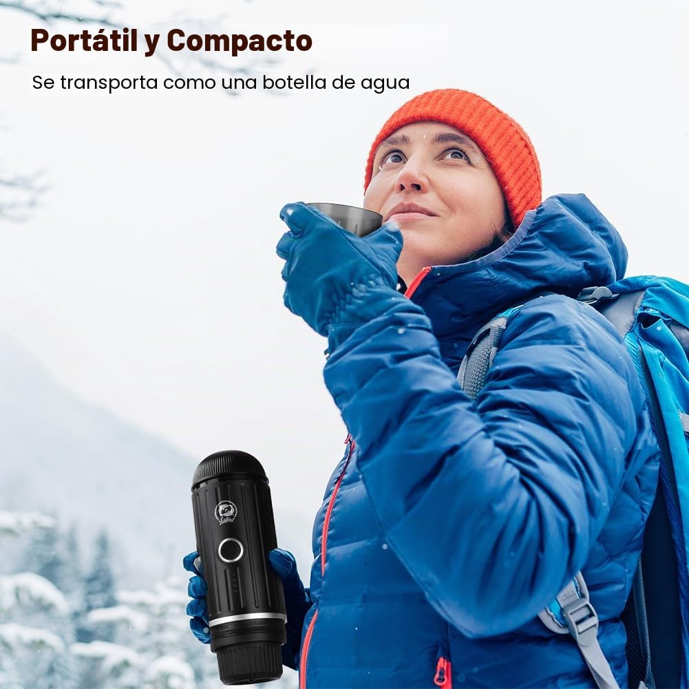 HOTUT Máquina de espresso portátil, 19 bares de presión Máquina de espresso portátil eléctrica con autocalentamiento, 12 V máquina de espresso de viaje pequeña para camping y coche, USB-C recargable