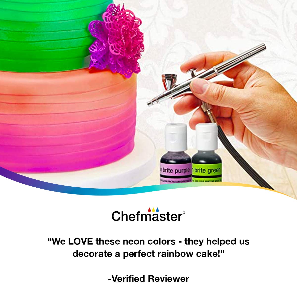 Buy Chefmaster Neon Airbrush Kit Airbrush Food Coloring 6 Pack