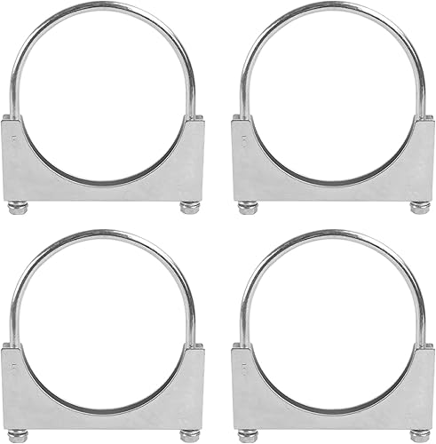 Vista 15 de Abrazadera de tubo de escape en forma de U de 2 pulgadas con silenciador de acero suave con capa antioxidante, paquete de 2