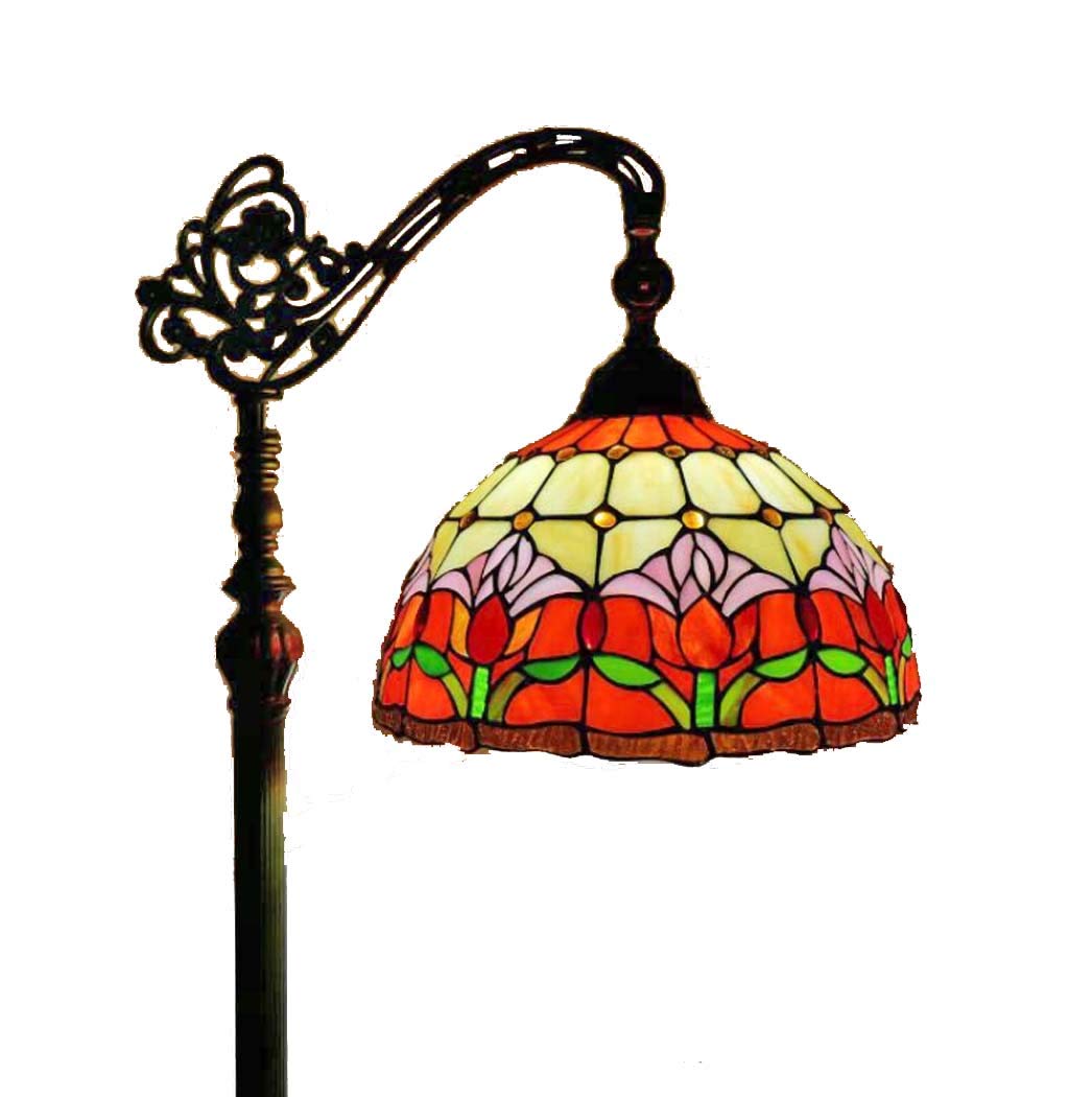 IUokLU Tiffany Style Arched Floor Lamps Stained Glass Floral Design Floor Uplighter for Livingroom Bedroom Studyroom Decoration Floor Lights,Foot Switch Standing Light,E27,C (D)