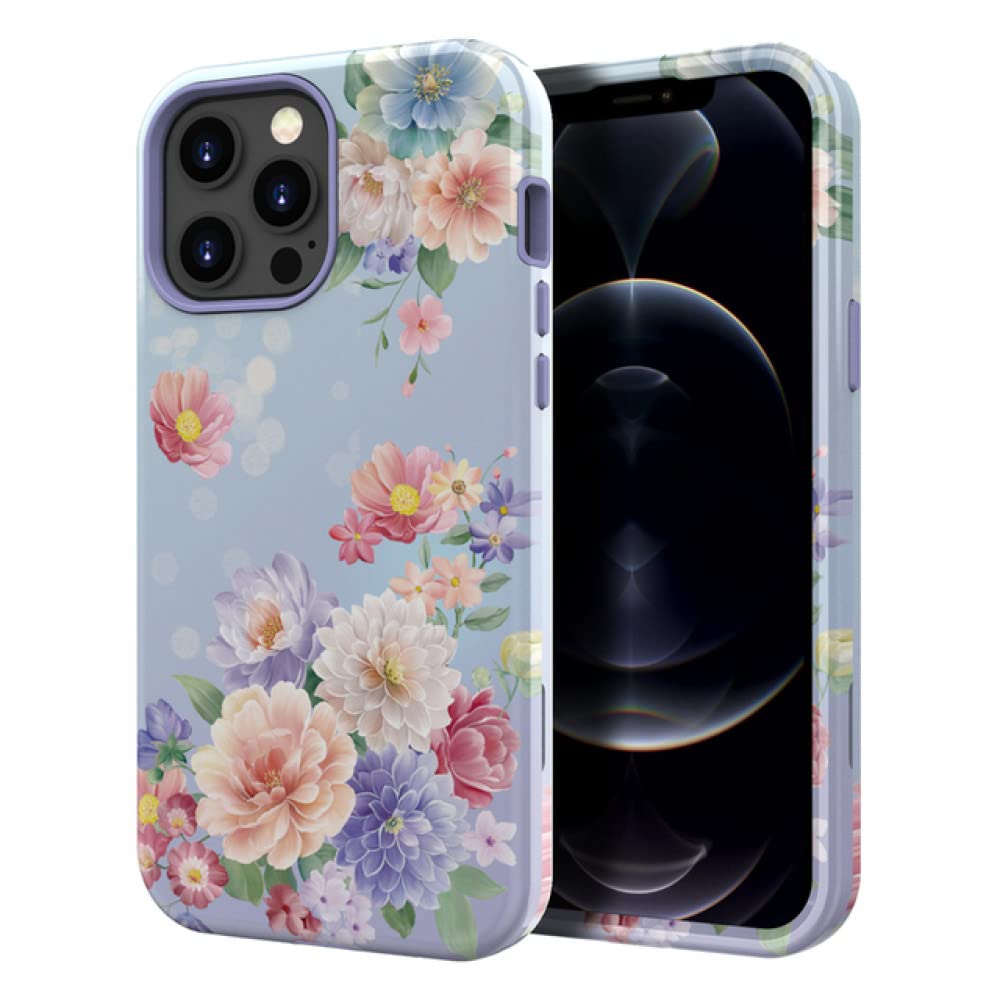 Coque pour iPhone 13 Pro Max antichoc rigide fleurs marbre - 5
