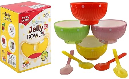FunBlast Cartoon Print Feeding Bowl Set for Kids - BPA Free Bowls with Spoon for Kids (Set of 4; Multicolor)