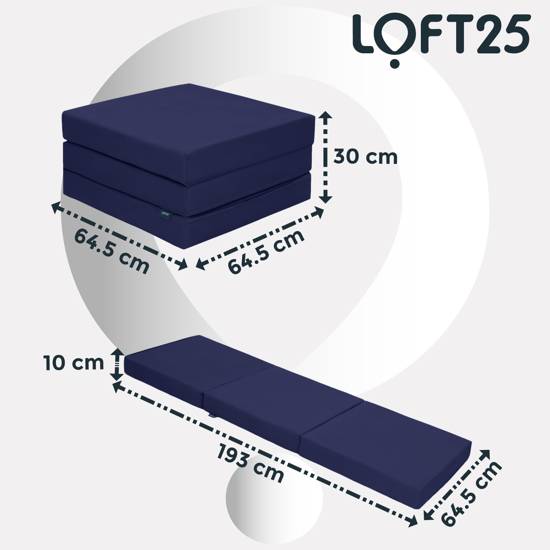 Loft 25 Matelas Z Pliable Simple | Lit Z Cube Pliable résistant à l'eau | Chambre d'amis, Salon, Chambre à Coucher | Matelas futon Confortable | Canapé-Chaise léger et Durable (Marnie)