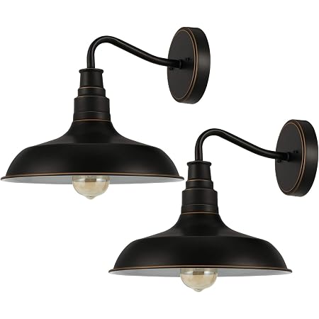 Dewenwils 2 Pack Indoor Outdoor Wall Sconces Gooseneck Barn Light E26 Socket Vintage Wall Light For Kitchen Sink Farmhouse Porch Garage Bronze Etl Listed Amazon Com