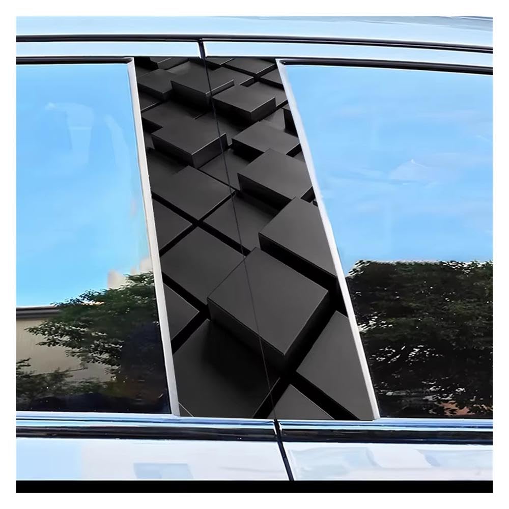Auto Accessory 2 PCS Car Door Pillar Decoration Sticker Cube Pattern Scratch Resistant Film