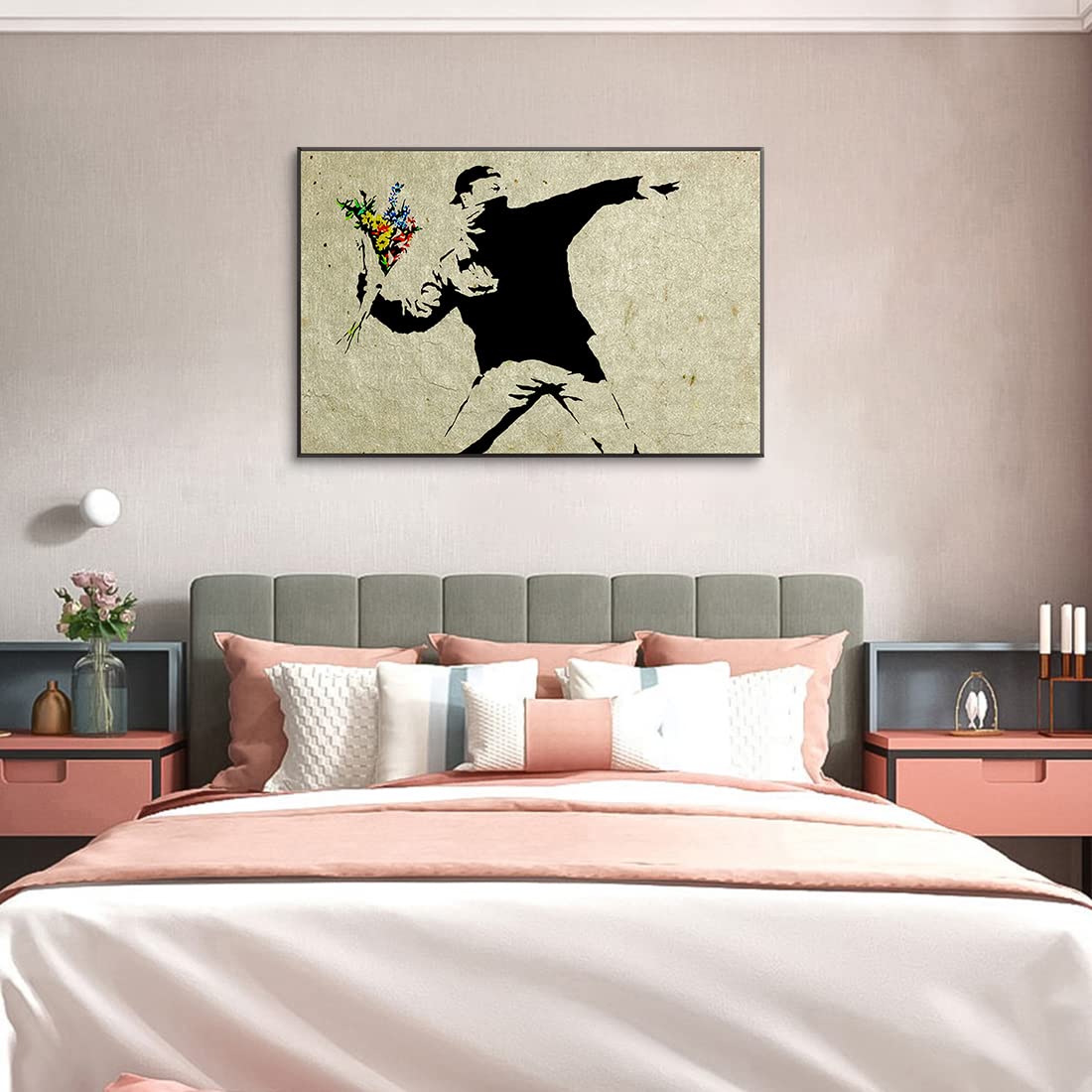 バンクシー 花束を投げる男 絵画 アートパネル Amazon.co.jp: バンクシー 花束を投げる男 アートパネル 飾り絵