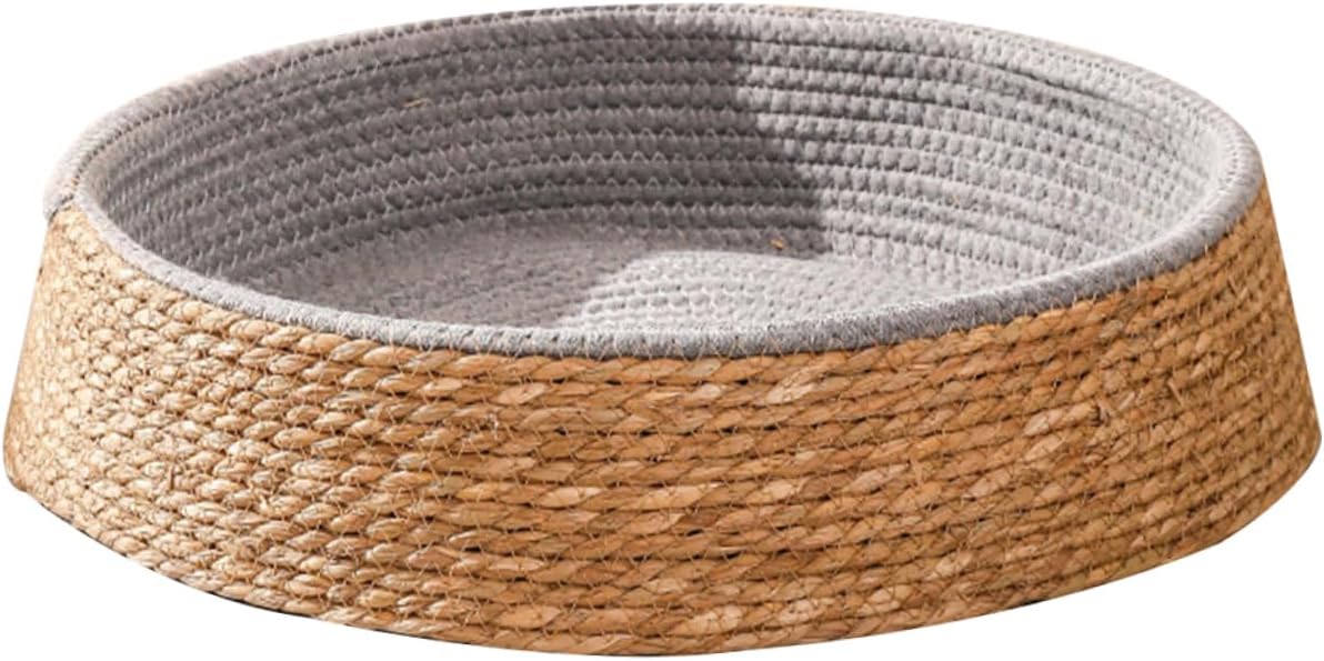 Mikikit Woven Pet Canine Mattress for Canine Cats Breathable Spherical Nest Snug Sleeping Pad Trendy Design for Indoor Use for Resting Enjoying