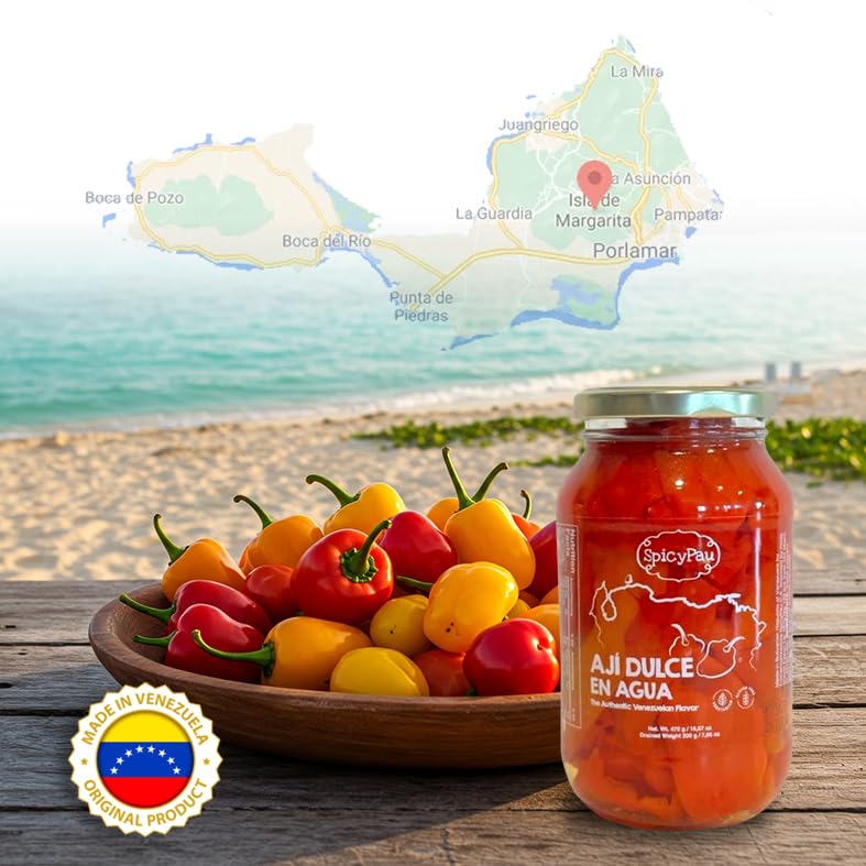 Miniatura 2 de Aji Dulce Venezolano En Agua Hecho en Venenzuela Picante Pau Vegano Sin Gluten 16.58 oz El Auténtico Sabor Venezolano