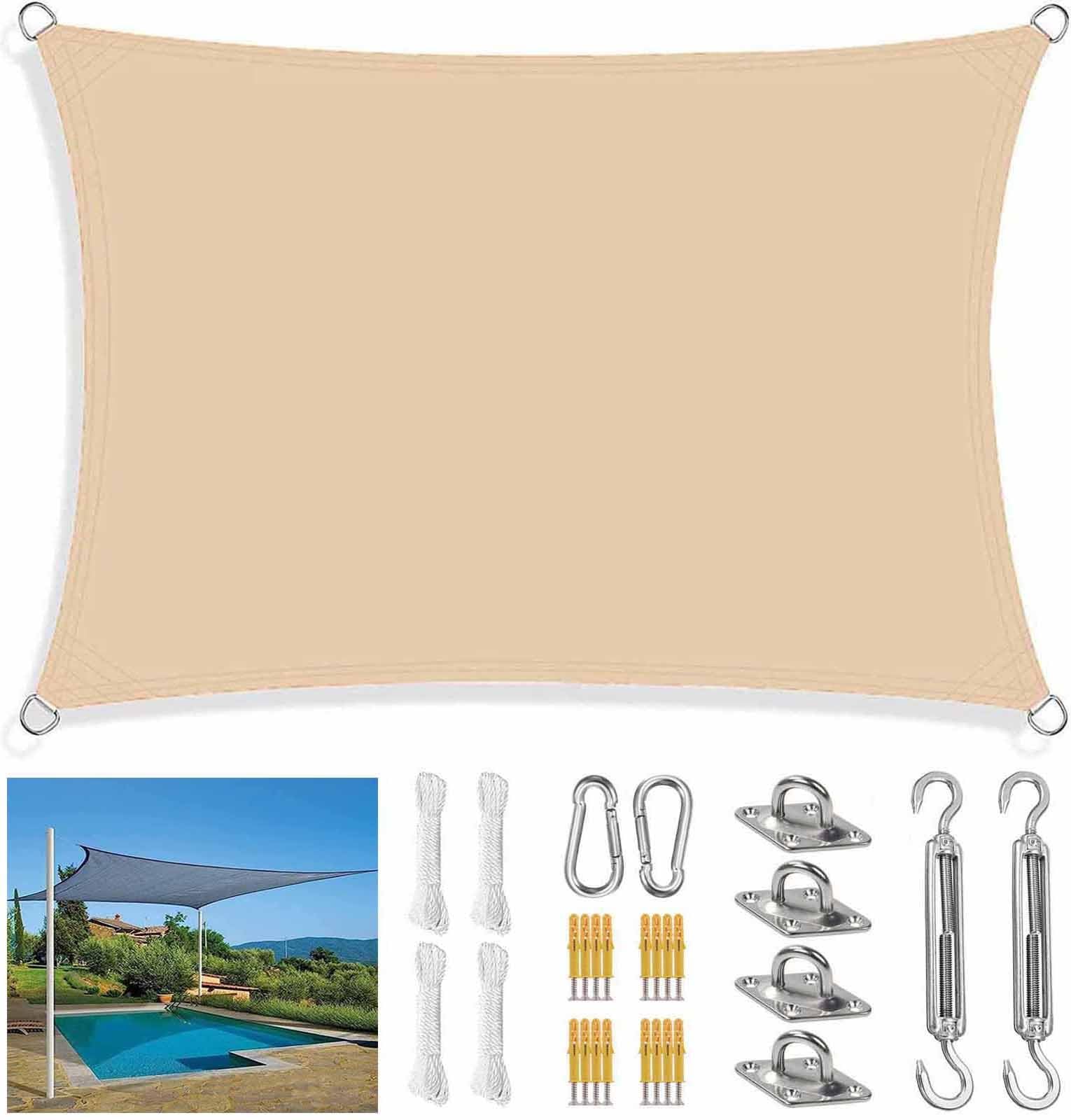 Sonnensegel, 5 x 7 m, mit Befestigungsset und kostenlosem Seil, UV-beständig, Garten-Sonnenschutz für Hinterhof, Terrasse und Spielbereiche, 