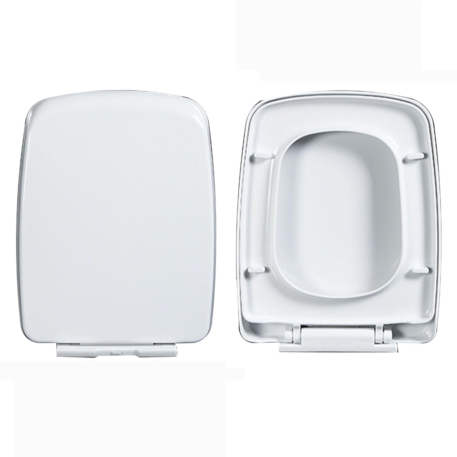 Square Soft Close Toilet Seat, PP White Polypropylene Quiet Slow Close Toilet Seats, Quick Release, Easy Clean and Install, Adjustable Hinges, 45x36.2cm