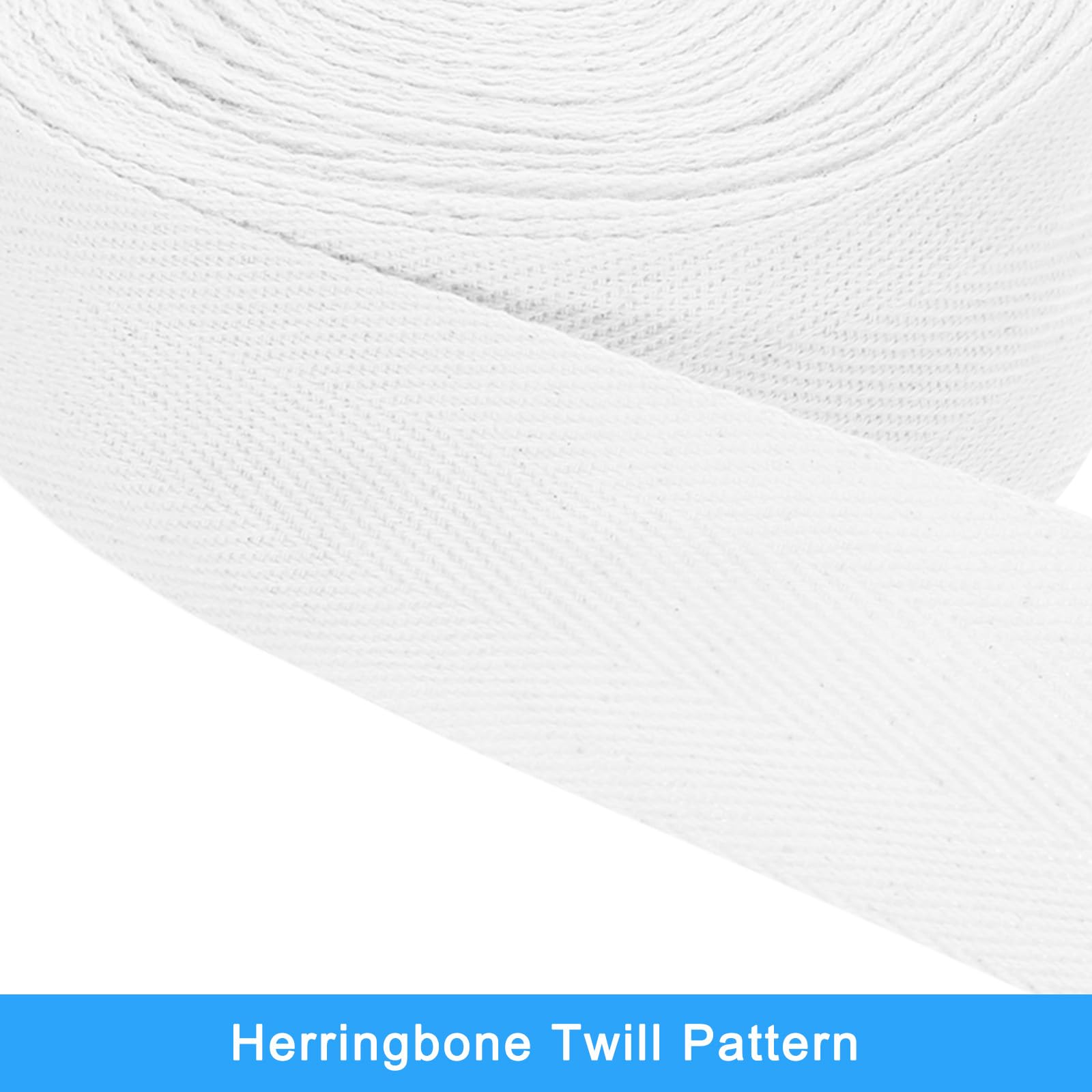 FINGERINSPIRE 20 m katoenen twillband met visgraatpatroon, 40 mm breed, zwart, twillband, visgraatband om te naaien, knutselen, riem voor doe-het-zelf kledingaccessoires