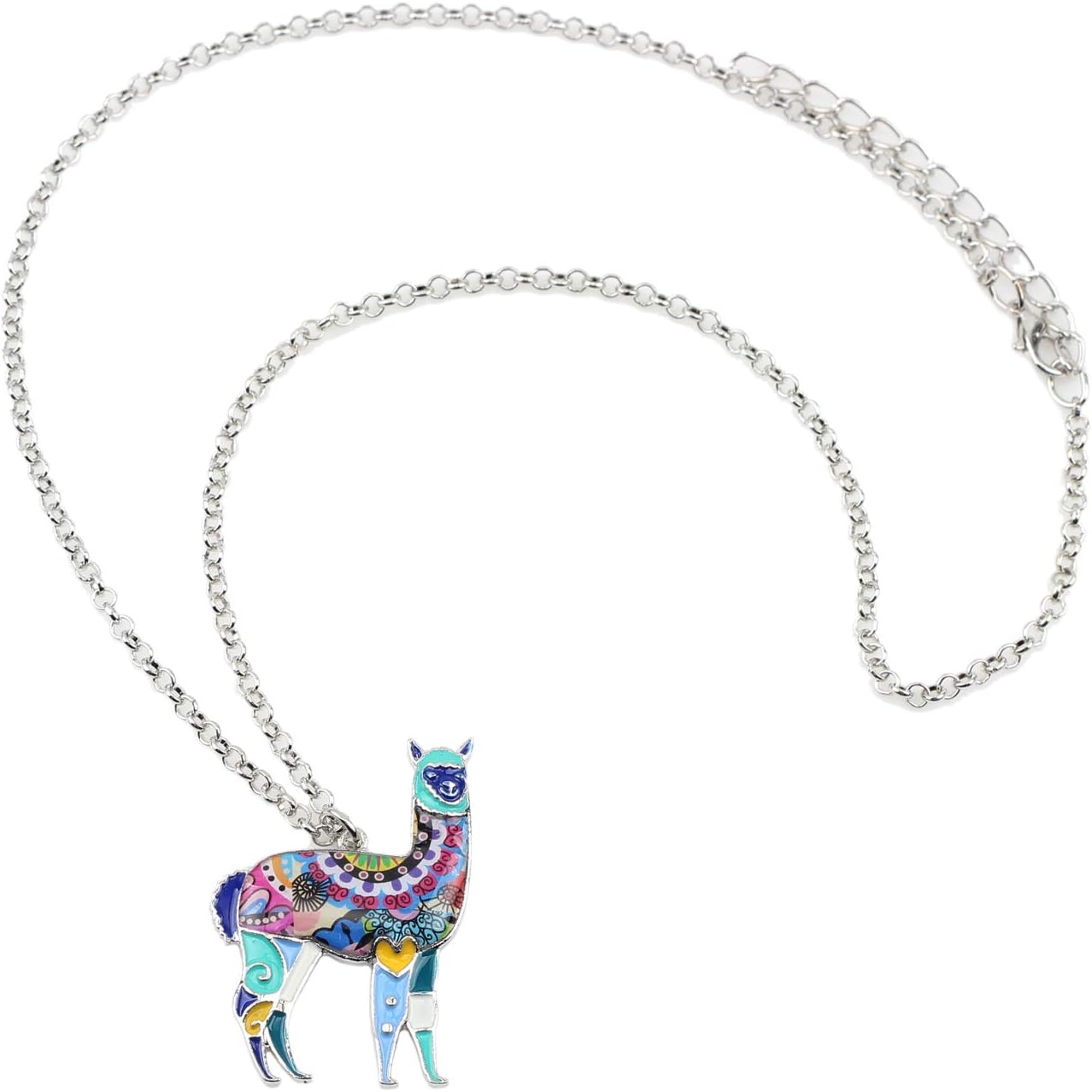 BONSNY Zinc Enamel Alloy South America Floral Alpaca Necklace Chain Pendant Jewelry For Women Charms Gifts - Image 4