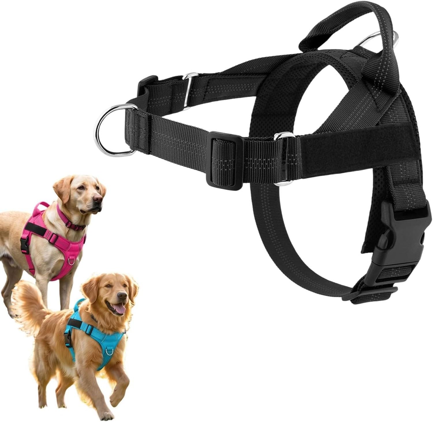 AIEIJJH No Pull Dog Harness Adjustable Reflective Nylon Vest for Small Medium Large Dogs with Easy Control Handle, Choke Free Comfort for Walking and Training, #B, M